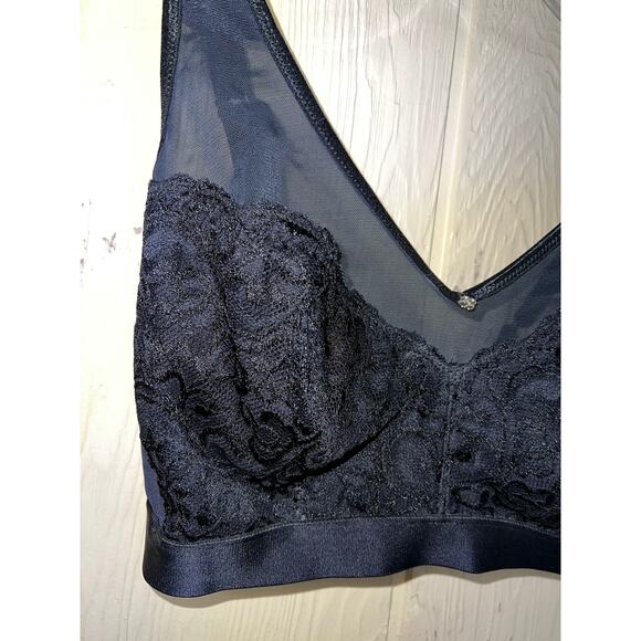 Breezies Bra Lot 36DDD Mesh Lace Wirefree Black + Dusty Plum NoWire Unlined QVC - Picture 12 of 16